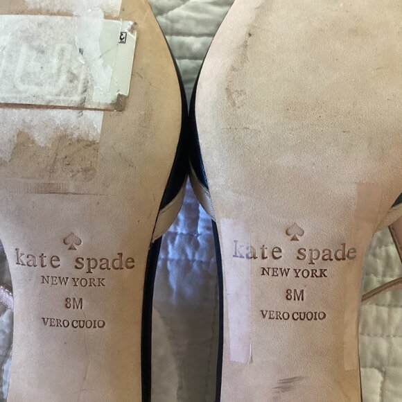 Kate Spade New York Leather Colorblock Pattern T-Strap Pumps Slingback Size 8M - Picture 6 of 11